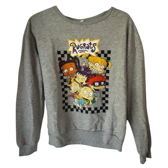 2022 Rugrats 90s Cartoon Crewneck Sweatshirt Gray Nickelodeon TV Show Adult - Picture 1 of 7